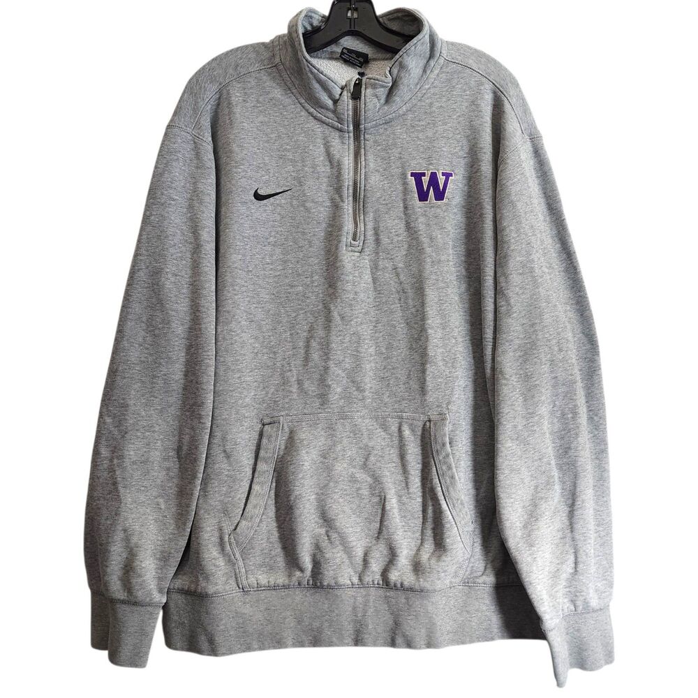 WASHINGTON HUSKIES Jacket Mens XXL Gray W Logo NIKE Quarter Zip Pullover College